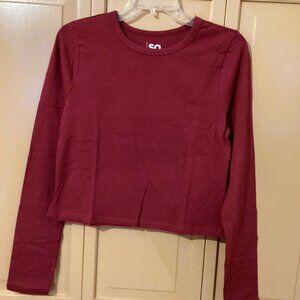 Kohl's SO Juniors Size XL Maroon Long Sleeve Crop Top.
